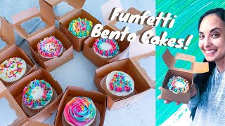 Lunch Box Cakes Tutorial  Funfetti Mini Cakes and Swiss Meringue Buttercream [upl. by Dnalel918]