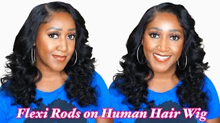 Using Flexi Rods on my Human Hair Wig  6x6 Body Wave Lace Closure Wig from Amazon [upl. by Mendie]