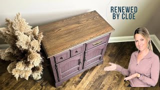 Vintage Cabinet Makeover  how to do a dark paint wash renewedbycloe [upl. by Brendon]