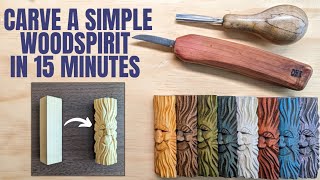 Carve a Simple Woodspirit in 15 Minutes  Complete Beginner Woodcarving Lesson [upl. by Eirallam291]