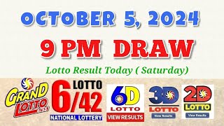 Lotto Result Today 9pm draw October 5 2024 655 642 6D Swertres Ez2 PCSO [upl. by Sherman]