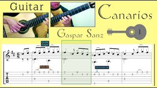 Canarios  Gaspar Sanz Guitar Notation  TAB [upl. by Colbye515]