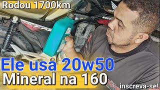 Óleo 20w50 mineral na 160 será que dá problema O dessa só ele [upl. by Enileme773]