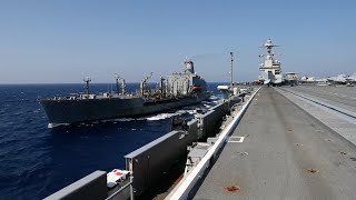 Replenishment At Sea USS Gerald R Ford CVN 78 [upl. by Annoif]