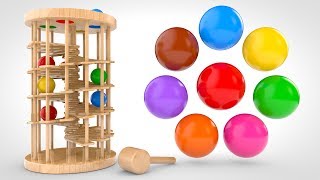 Learn Colors with Wooden Ball Hammer Educational Toys  Colors amp Shapes Videos Collection [upl. by Reinertson]