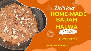 very tasty badam halwa😋  badam sweet recipe  Moms kitchen world [upl. by Ellehsar]