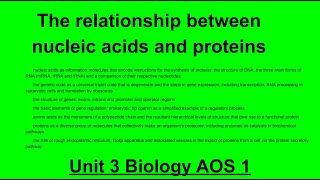 Unit 3 AOS 1 Biology Nucleic acids and Proteins [upl. by Amalea]