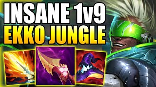 FULL EDUCATIONAL INSANE 1v9 CARRY WITH EKKO JUNGLE FOR BEGINNERS  Gameplay Guide League of Legends [upl. by Mandal]