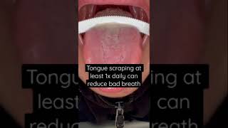 Tongue scraping 1xdaily can reduce bad breath badbreath howtogetridofbadbreath dentalcare tongue [upl. by Niamrahc]