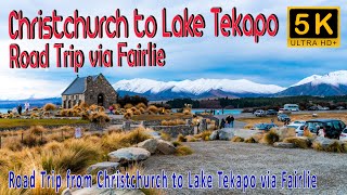 Road Trip Christchurch to Lake Tekapo via Fairlie 5K Video [upl. by Ardnat498]