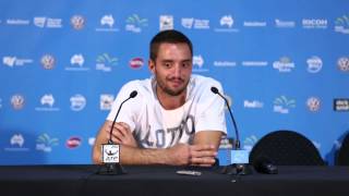 Viktor Troicki press conference QF  Apia International Sydney 2015 [upl. by Valiant750]