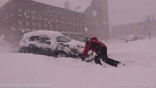 Blizzard with lots of vehicles stuck in deep snow in Watertown NY  2282020 [upl. by Emmott7]