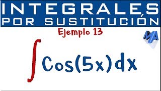 Integración por sustitución  Ejemplo 13  Coseno [upl. by Foulk598]