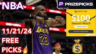 PRIZEPICKS NBA 112124 PICKS PARLAYPLAY UNDERDOG PICKS podcast nba motivation [upl. by Rotce]