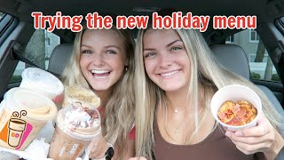 Trying Dunkin Donuts New Holiday Menu Items [upl. by Vyse]