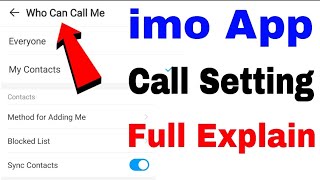 call setting in imo app ।। imo call setting । imo me call setting kaise kare।manage imo call setting [upl. by Chemush960]