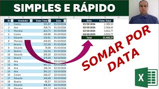 Como Agrupar e Somar Valores por Data no Excel  Simples e Prático  Com UMA FUNÇÃO [upl. by Dehnel]