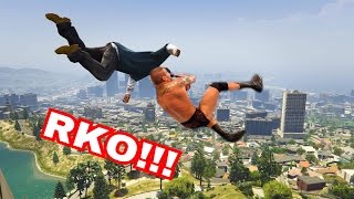 GTA V WRESTLING LIKE IN WWE 5 RKO SpinebusterSpear and more [upl. by Odnama]