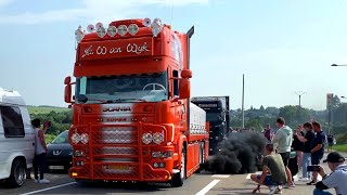 Ciney Truckshow 2022  Scania V8 Open Pipe Sound amp Black Smoke [upl. by Hector747]