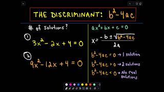 Using the Discriminant for Quadratic Equations [upl. by O'Connor29]