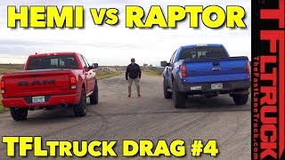 Which V8 is Faster Ram 1500 HEMI vs Ford SVT Raptor Drag Race [upl. by Hoffarth]