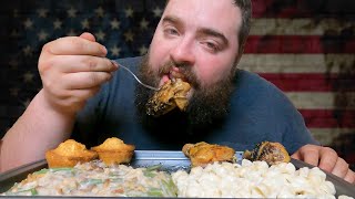 Grilled Parmesan Garlic Chicken Wings amp Green Bean Casserole Mukbang [upl. by Ylelhsa]