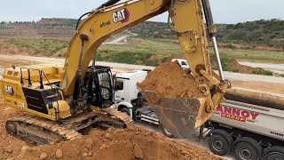 Brand New Caterpillar 352 Excavator Loading Mercedes amp MAN Lorries  Interkat SA  4K [upl. by Glynnis401]