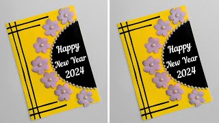 Happy New year card 2024  New year greeting card handmade  DIY New year card 2024 [upl. by Idzik]