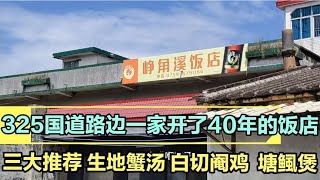 湛江325国道路边开了40年的峥角溪饭店 生地蟹汤 白切阉鸡 塘鲺煲 [upl. by Ume]