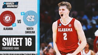 Alabama vs North Carolina  Sweet 16 NCAA tournament extended highlights [upl. by Aalst]