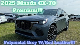 2025 Mazda CX70 Premium Polymetal Grey with Red Leather Best 2 row SUV [upl. by Nnaitsirk]