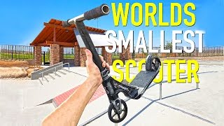 WORLDS SMALLEST SCOOTER mini scoot at SKATEPARK FAILS [upl. by Yenetruoc]