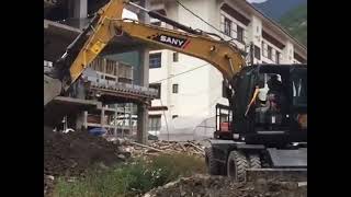 SANY WHEEL EXCAVATOR IN ACTION [upl. by Iahc]