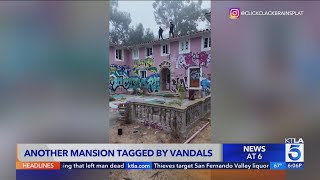 Vandals graffiti 20million Bel Air home in latest LA County mansion tagging [upl. by Dhumma]