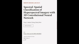 Spectral–Spatial Classification of Hyperspectral Imagery with 3D Convolutional Neural  RTCLTV [upl. by Akcinehs]