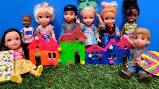 Summer Art Camp  Elsa amp Anna toddlers  crafts  painting  Barbie dolls [upl. by Twila]