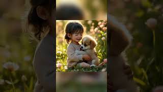 Little girl with puppy smallanimals subscribe cute catlover [upl. by Anaeel]