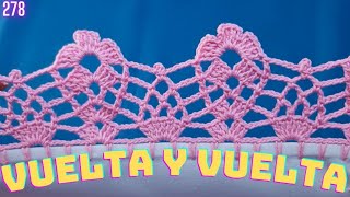 Aprende a tejer esta puntilla de vuelta y vuelta ¡FÁCIL 🌺 278 [upl. by Jonas13]