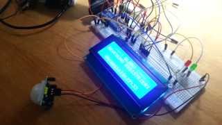 Raspberry Pi  PIR Infrared Sensor  20x4 HD44780 LCD  LEDs [upl. by Caterina493]