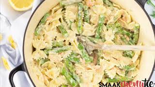 Pasta met asperges en zalm in een romige dillesaus [upl. by Yekram]