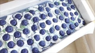 Making and Cutting Blueberries and Creme Cold Process Soap [upl. by Aicital]