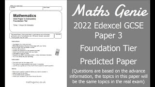 Edexcel 2022 GCSE Maths Paper 3 Foundation Predicted Paper [upl. by Goer]