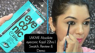 LAKME eyeconic Kajal 22 hrs  Swatch Review amp Demo [upl. by Adnylam89]