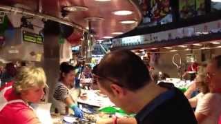 La Boqueria market in Barcelona Spain more seafood [upl. by Latvina]