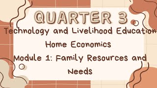 QUARTER 3 TLEHE 6 MODULE 1 Family Resources and Needs [upl. by Nash209]