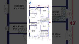 25x43 House Plan  25 by 43 Home Plan  Simple House Plans with dimensions home houseplaning [upl. by Remmos]