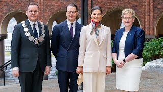 Crown Princess Victoria at business seminar in Stockholm City Hall with President Macron [upl. by Towbin69]