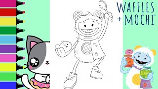 Coloring Waffles and Mochi with Busy the Bee Coloring Book Page  Sprinkled Donuts JR [upl. by Lacie]