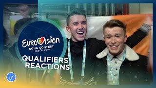 REACTION Qualifiers get emotional after the first SemiFinal of the 2018 Eurovision Song Contest [upl. by Eillas]