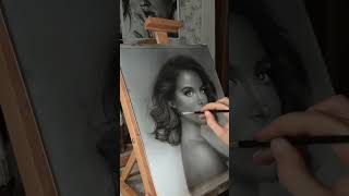 Hyper Realistic Portrait Drawing  Charcoal Pencil shorts [upl. by Pine]